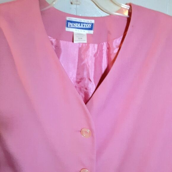 Pendleton Barbie Pink 3 Button Boxy Cropped V-neck Blazer sz 16 - Picture 2 of 4